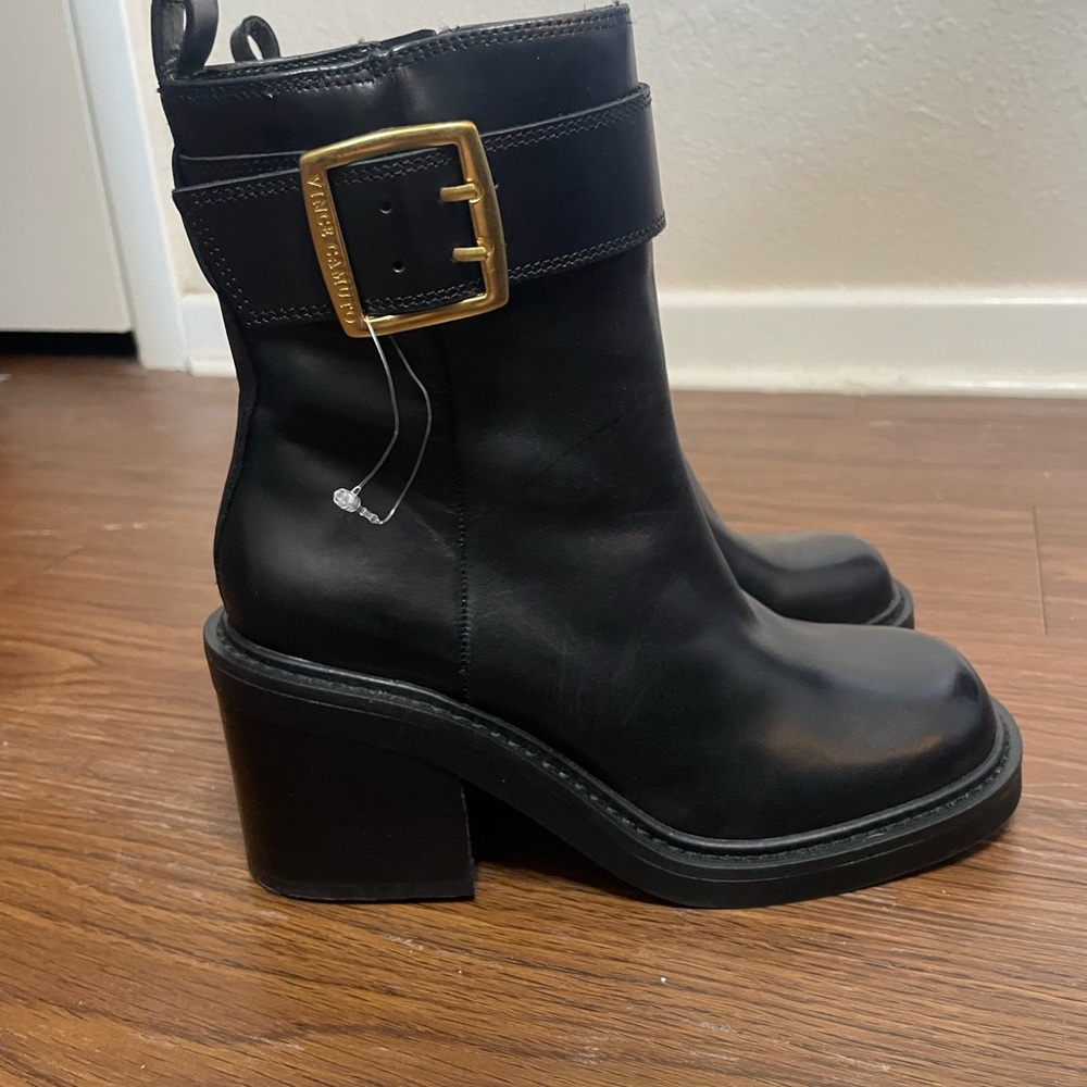 Vince Camuto Bembonie Leather Moto Boots Black Quiet Luxury Size 5 NWOT - Picture 8 of 10